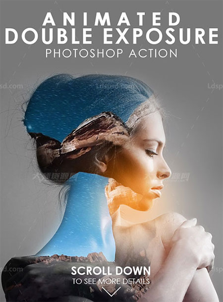 Animated Double Exposure Photoshop Action,极品PS动作－动态双重曝光(GIF动画)