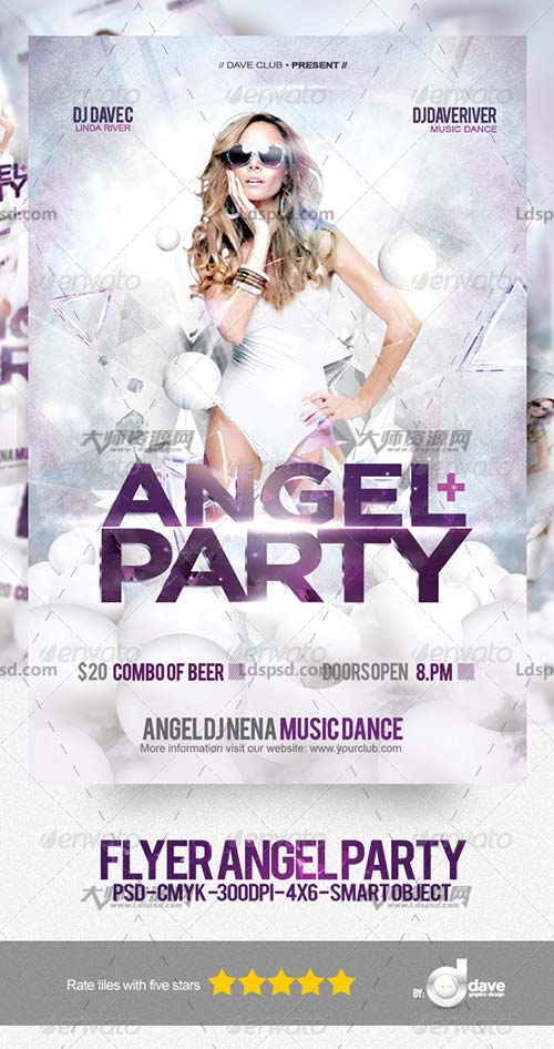 Flyer Angel Party,豪华派对海报/传单模板