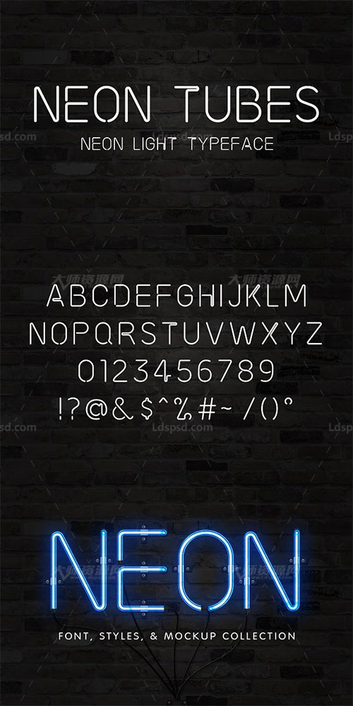 霓虹灯专用英文字体：Neon Tubes Font