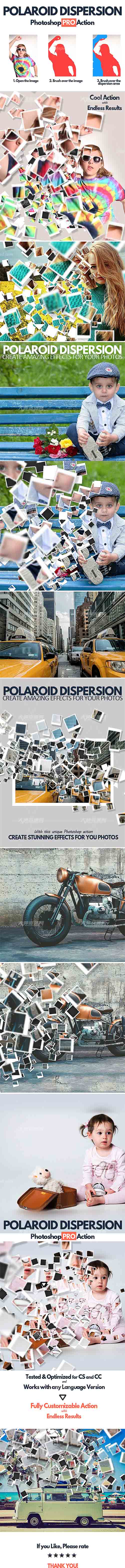 Polaroid Dispersion Photoshop Action,极品PS动作－相片分散(含PDF图文教程)