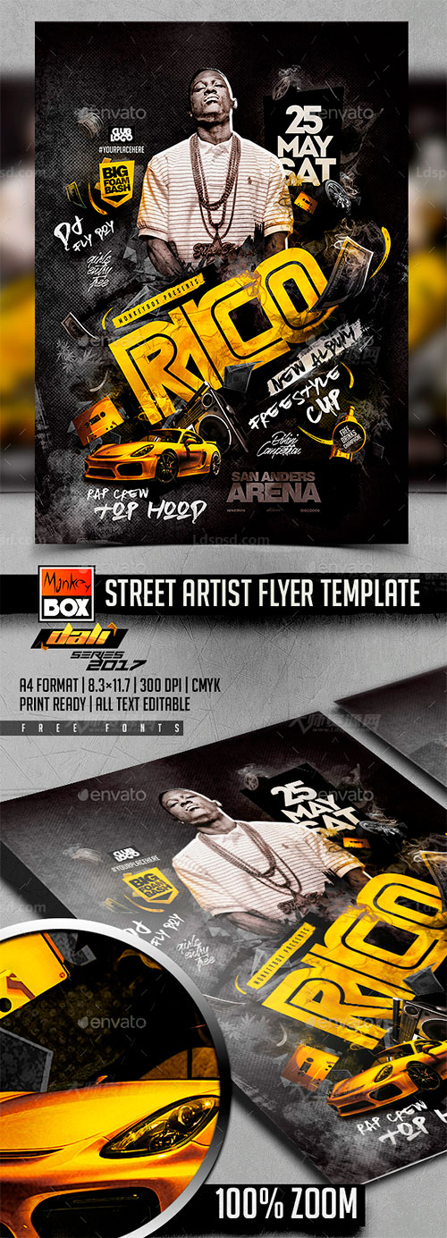 街头艺人宣传海报/传单模板：Street Artist Flyer Template