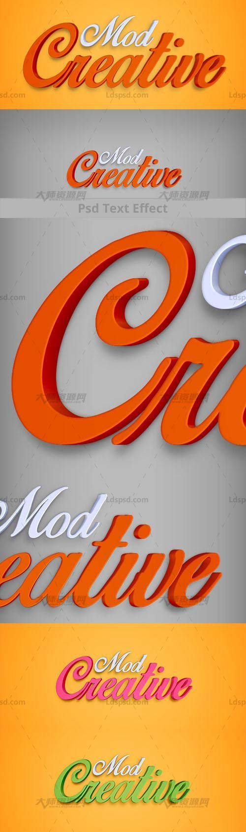 CreativeMod PSD Text Effects,极品3D文本模板(含使用的字体)