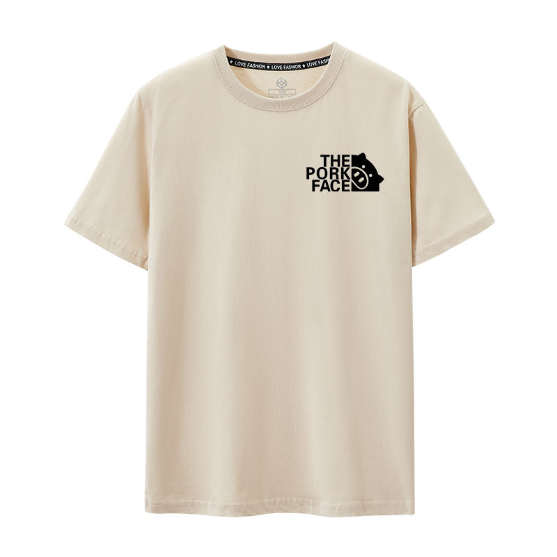 The Pork Face Pig Short-Sleeved T-Shirt with Fun Prints, Funny and Satirical, Unisex, Pure Cotton, Round Neck Print