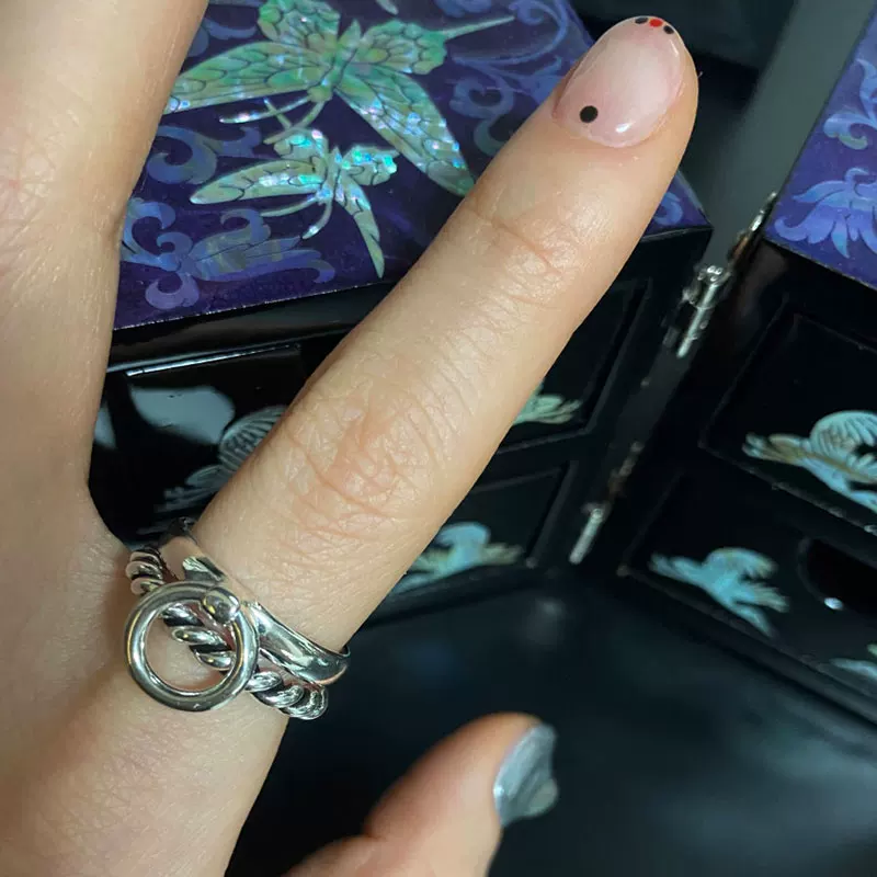 [П ring из чистого серебра в стиле цепной плетёной текстуры для носки в стиле сджинга]