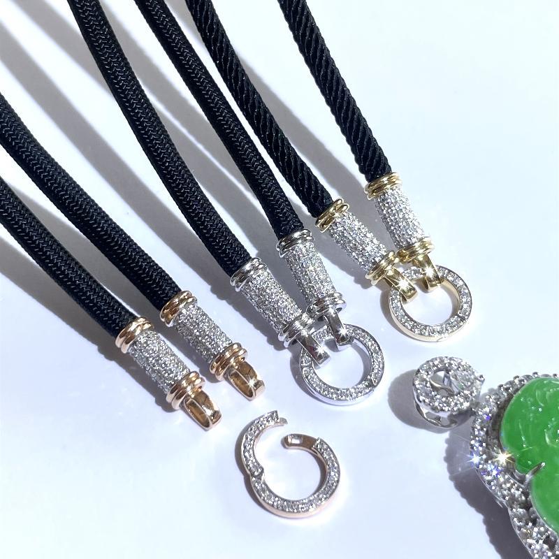 18K Gold Jade High-Quality Rope Diamond Chain Jewelry Pendant Safety Buckle Unisex Versatile Style Au750 New Hot Item