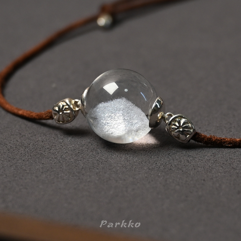 (Collectible Edition Sold Out, No Restock) a Large Natural White Crystal Necklace from a Snow Mountain, Buffalo Leather Cord, a Gift of Love