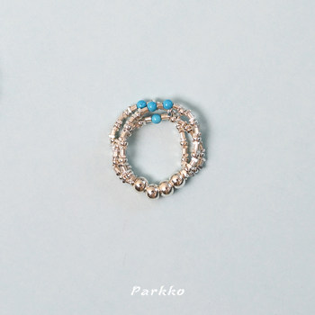 Parkko crushed silver turquoise stretch ring