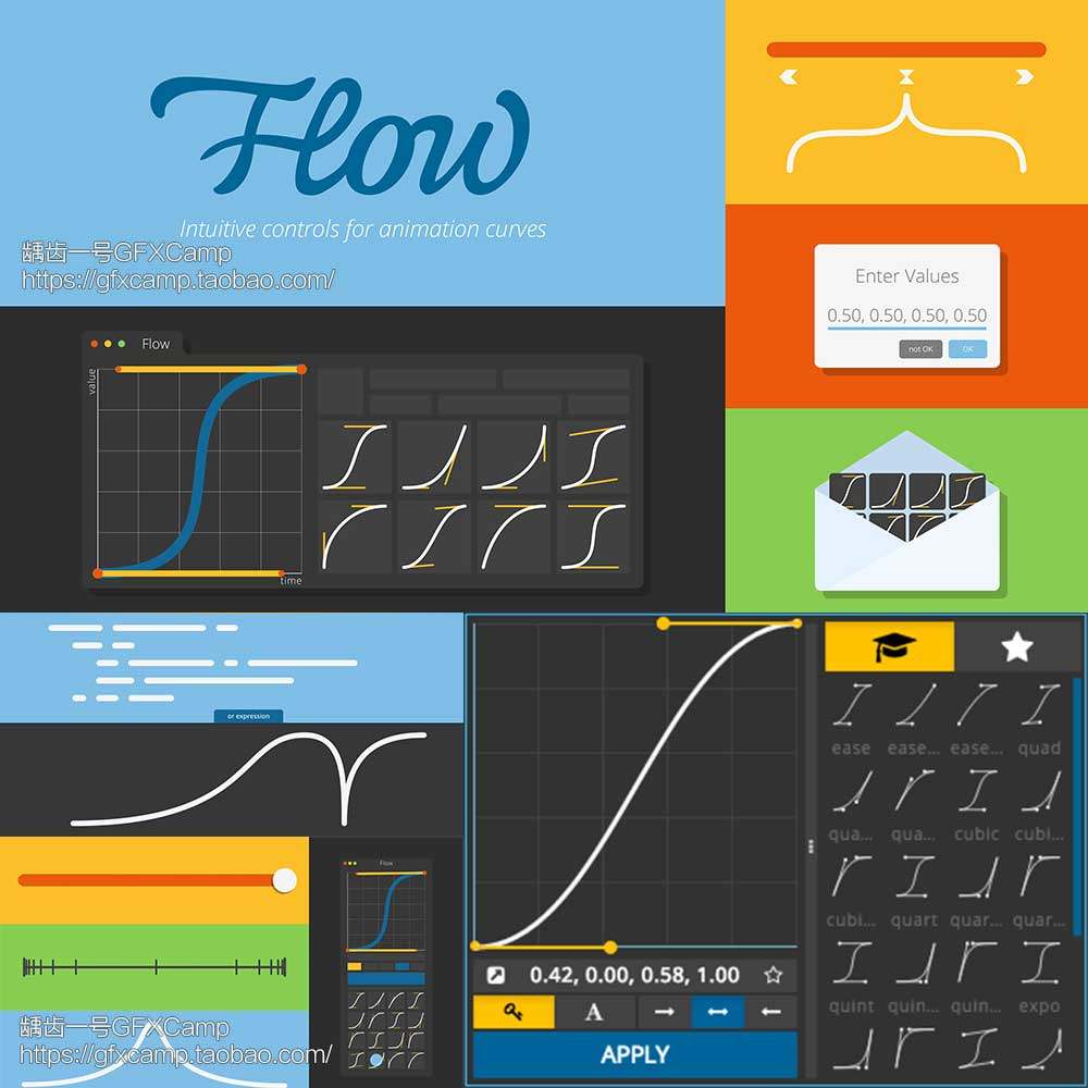 AE关键帧弹性缓入缓出曲线调节MG动画脚本插件 Flow Win/Mac  ae AE CC2014/CC 2015/CC 2015.3/CC2017