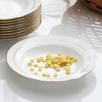 Plate Dish Home creative Net red plate gold edge porcelain plate plate dish deep soup plate Jingdezhen ceramic plate