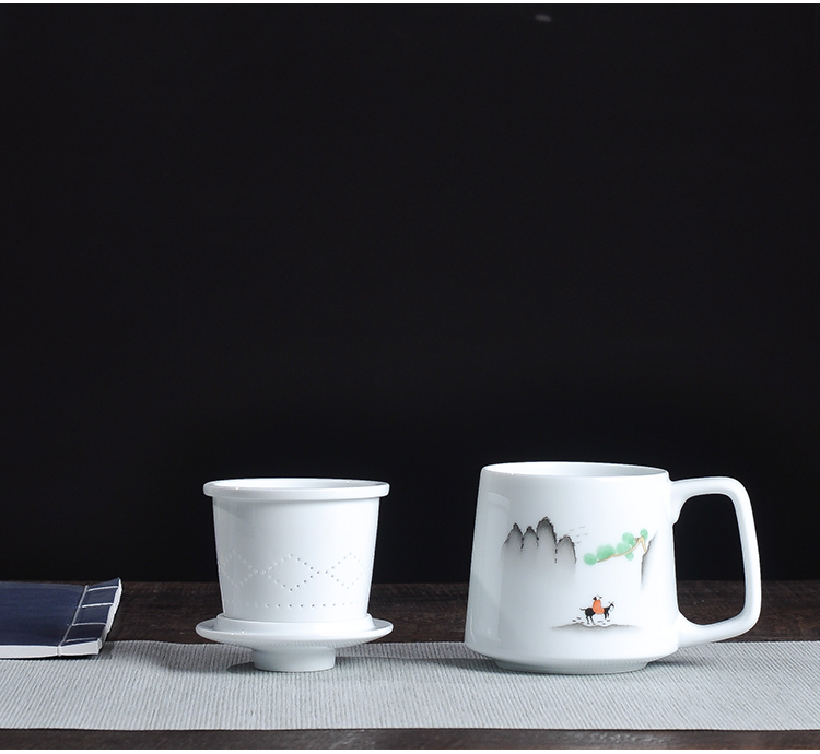 Jingdezhen creative household glass hand - made ceramic cup with cover with filter tea cup office gift cups cup