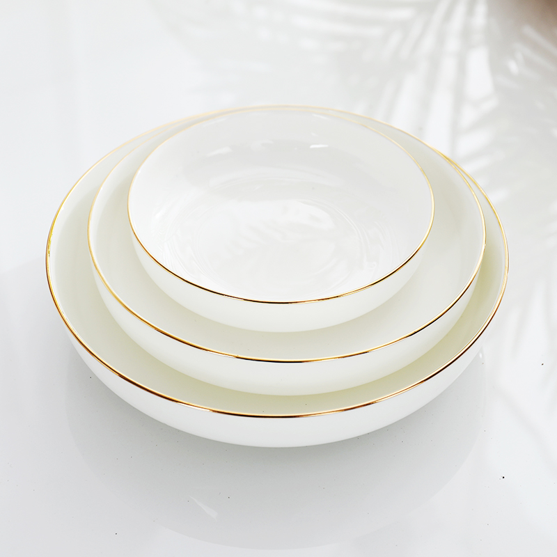Ceramic plate suit creative household deep dish Jin Bianshang jingdezhen porcelain ipads son dish dish dish plate combination