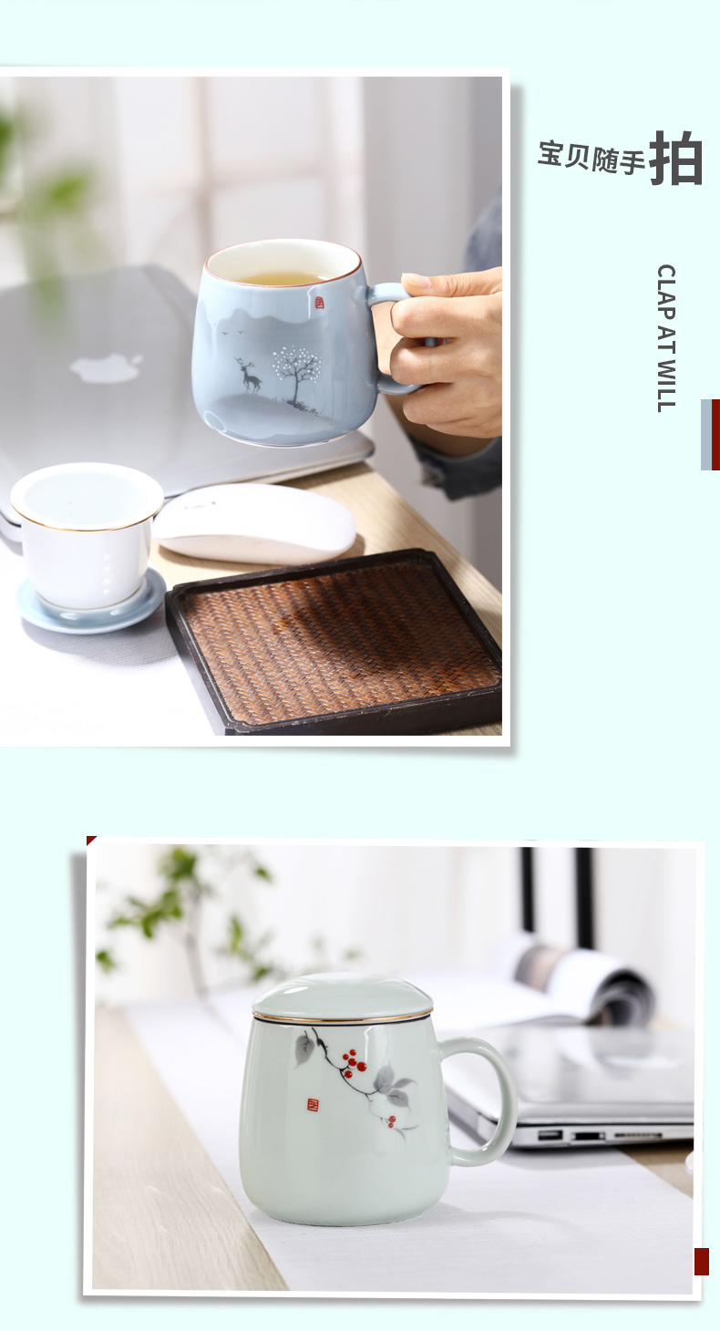 Glass ceramic cups with cover household filter Glass office creative mark cup of jingdezhen ceramic tea cup