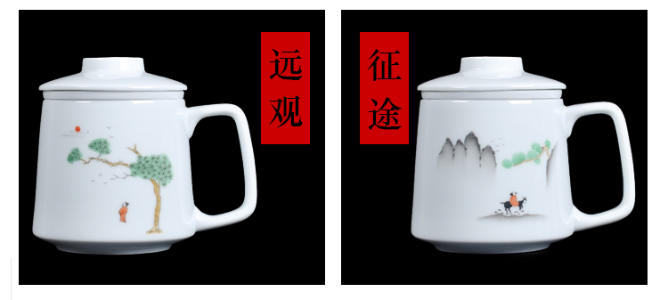 Jingdezhen creative household glass hand - made ceramic cup with cover with filter tea cup office gift cups cup