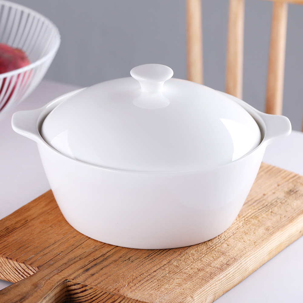 Jingdezhen ceramic big bowl of soup basin household contracted with cover of pure taste soup pot large ipads porcelain soup pot of my ears