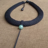 Чокер, ожерелье из шнура, подвеска, изумрудный ремешок