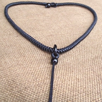 Черное большое ожерелье из шнура, 45см