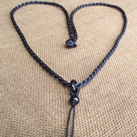 Маленькое черное длинное ожерелье из шнура, 60см