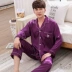 Bộ đồ ngủ lụa lụa cardigan lụa nam dài tay phù hợp với mùa xuân và mùa hè lụa mỏng XL dịch vụ tại nhà giản dị đồ pijama nam Nam giới