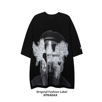 XPKAEAX Original Tide Sign Dark Black Ensemble Design Sensation Fried Street T-Shirt Man 2021 New Subi Wind Trendy Short Sleeve Summer