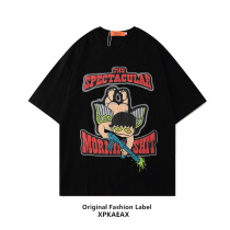 XPKAEAX original tide card spoof Cupid little angel print short sleeve T-shirt men and women bf style couple Summer