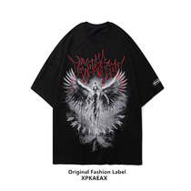 XPKAEAX Original Tide Signs Dark Black Ensemble Angels Print and America T-shirts Mens short sleeve trend 100 hitchins summer