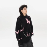 Оригинальная цепь с молнией, дизайнерский трикотажный свитер подходит для мужчин и женщин, круглый воротник, тренд сезона, в американском стиле