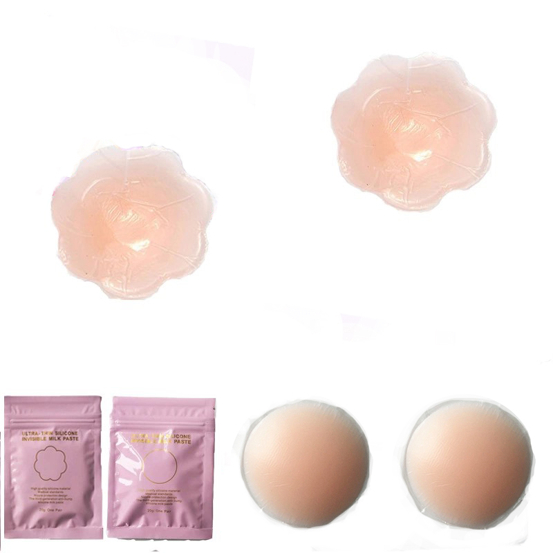 Váy cưới mini quây vô hình silicon dán ngực chống ánh sáng đệm ngực dày chống phồng núm vú miếng hoa dán ngực