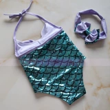 Летний детский купальник, комплект с бантиком, повязка на голову