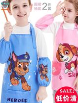 Paw Patrol childrens blouse Baby eating bib Waterproof apron Painting blouse apron sleeve rice pocket Reverse dressing