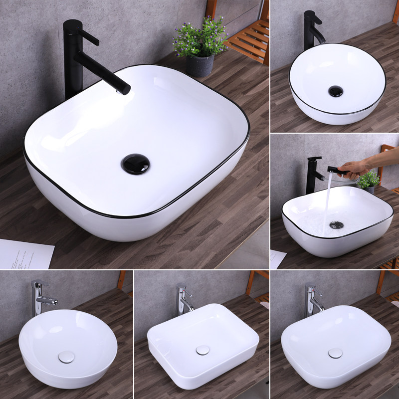Nordic ceramic table basin washbasin toilet simple black side basin washbasin single basin square household