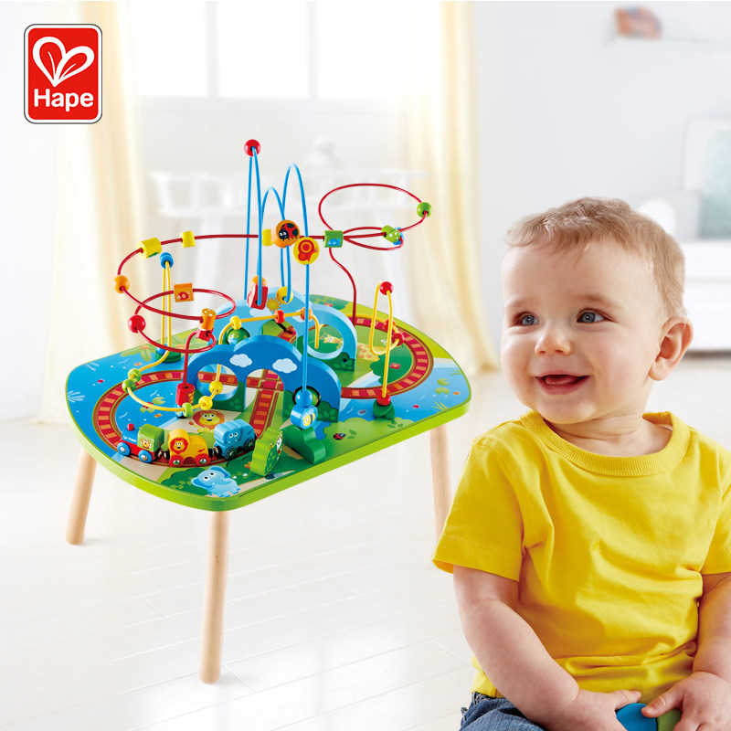 Hape Train Shuttle Track Gaming Table 1 Year Old Children Puzzle Toy Baby Wooden Model Suit