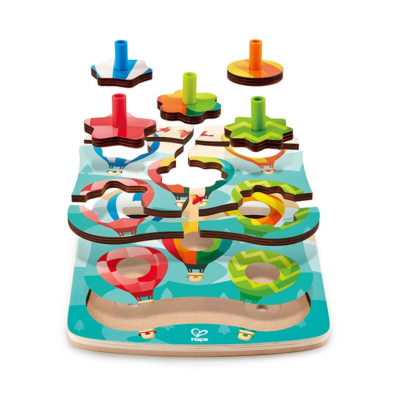 Hape Quad Class-Dazzling Spinning Tops Balloon Puzzle Children Puzzle Toys Intelligence Male Girl BABY WOOD 4 years old 
