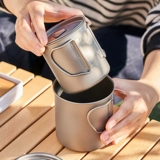 Чистая титановая уличная кружка, чашка для воды, чашка для питьевой воды, пикника, кемпинга, складная чашка с ручкой, портативная титановая чашка для путешествий