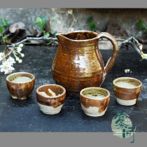 Pure handmade suit new Chinese dragon kiln wood-fired grass glaze high temperature lead-free jar herbal tea cold water jar