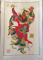 Tianjin Yangliuqing painting wood board rice paper hand-painted small size scroll scroll door god Zhong Kui folk gift