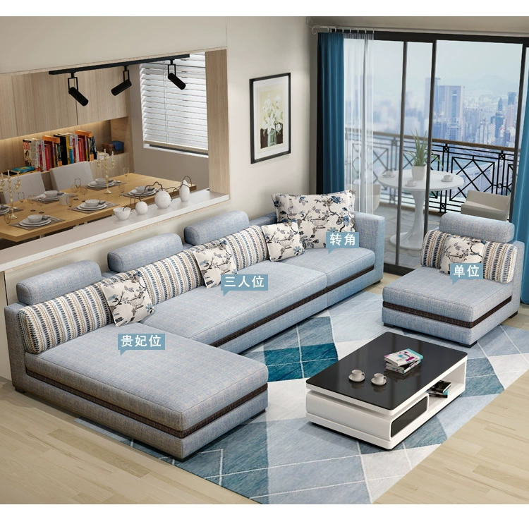 sofa vải đơn vị kết hợp ba-bit kích thước của phòng khách với chaise kép mùa hè và mùa đông tấm nho sofa vải có thể giặt - Ghế sô pha