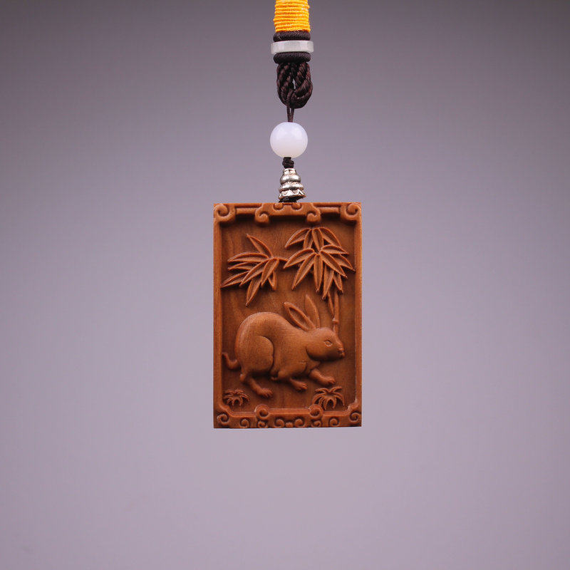 Honolulu wood carving piece eight Guardian Saint Shuangzhou Listed male and female peace without accrued double-sided pendant