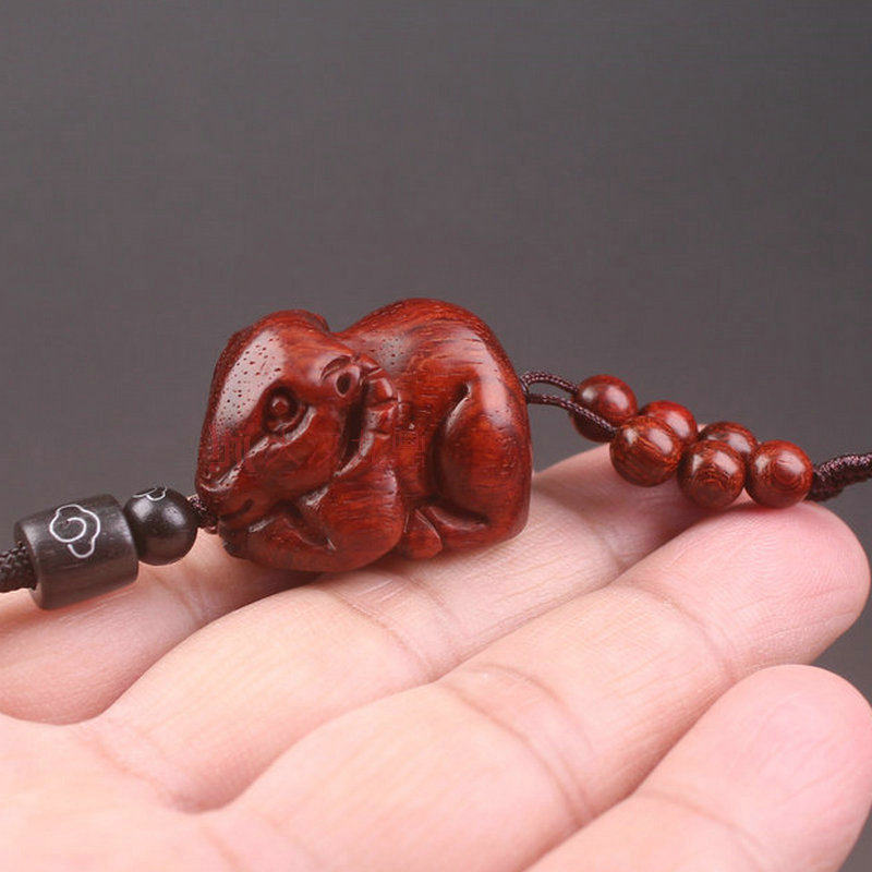 Small leaf rosewood 12 zodiac pendant Mahogany wood carving zodiac Three-in-one Rat Cow Tiger Rabbit Dragon Snake Horse Sheep monkey Chicken dog Pig