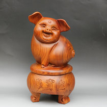 Fortune golden pig mahogany pig zodiac animal ornaments solid wood carved rosewood mahogany animal