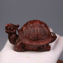 Small leaf sandalwood Dragon tortoise ornaments mahogany solid wood carving animal handlebar auspicious beast play crafts