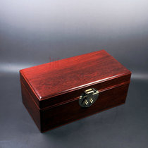 Small leaf red sandalwood carving double storage box ornaments jewelry box cosmetic box jewelry box mahogany solid wood seal box