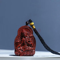 Small leaf red sandalwood Green mother Avalokitesvara Bodhisattva brand mahogany wood carving Buddha pendant necklace pendant necklace Buddha pendant brand