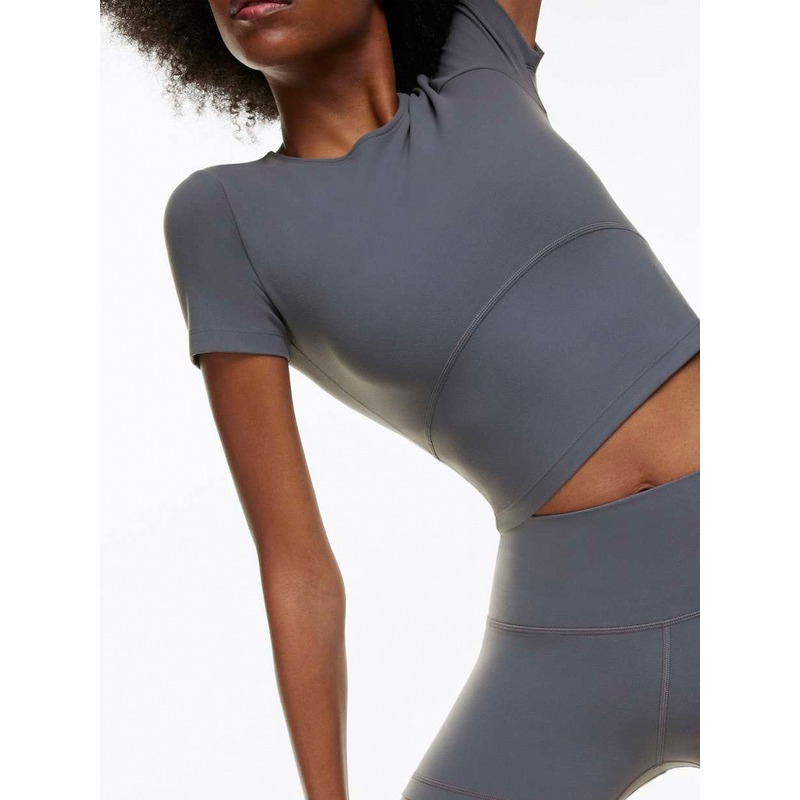 【Aritzia Golden】Yoga Tennis Round Neck Spliced Soft Slim Fit Super Elastic Short-Sleeved Sports T-Shirt for Women