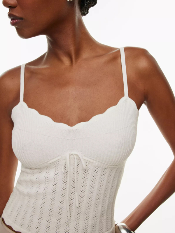【Aritzia Wilfred】Hot Item! Shell-Edged Bowknot Lacework Knitted French-Style Camisole for Women