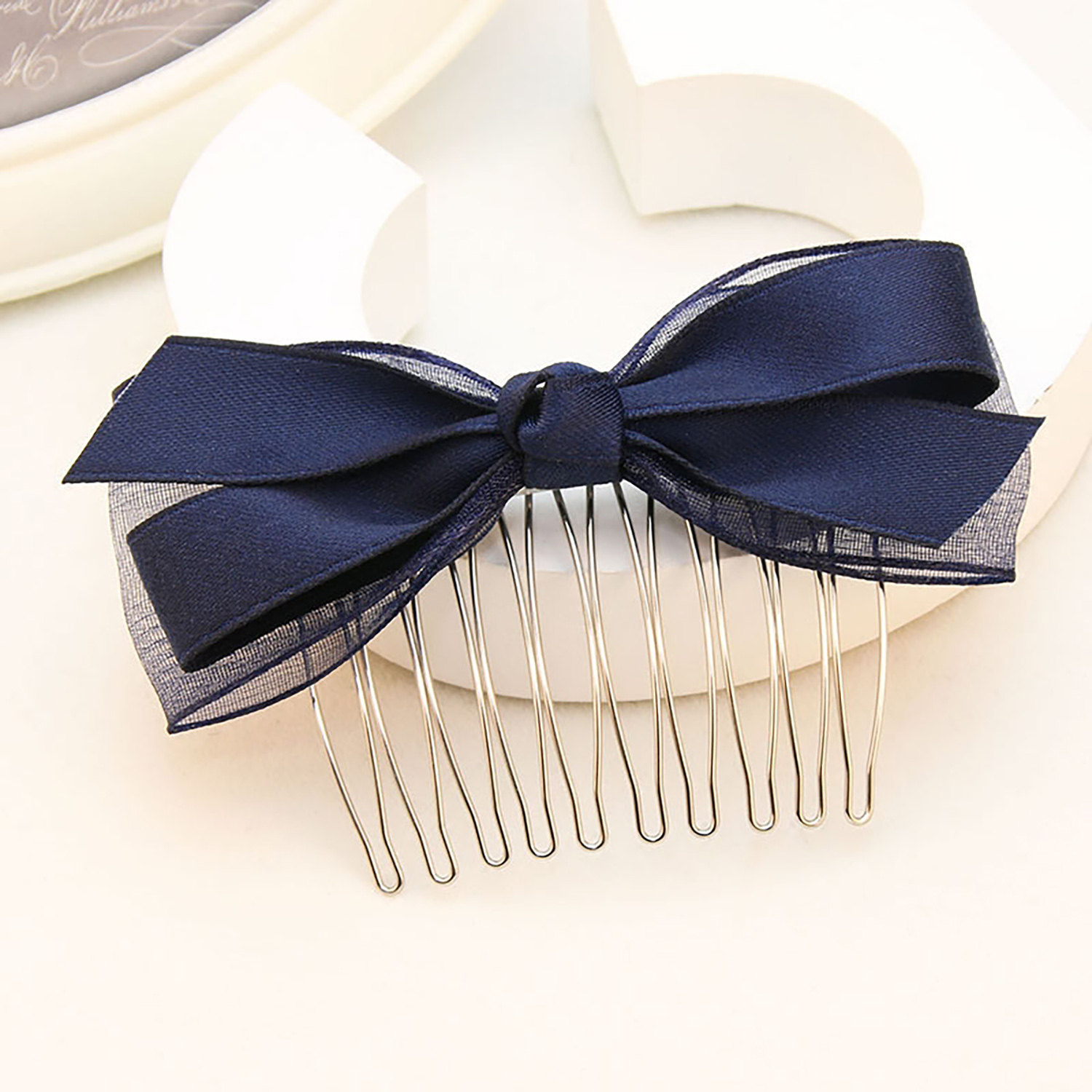 Bow hair comb, Korean hair accessory, hair clip, hair comb for wispy bangs, top clip, hair ornament, hairpin, hair fork, women's hair.