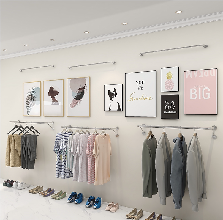 Wall hanger simple children's clothing men's and women's clothing store side hanging clothes rack clothes rack shop silver hanging clothes display gold side