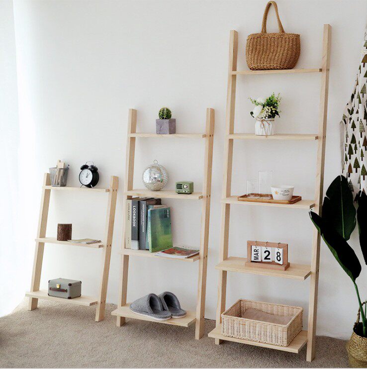 Clothing Shop Furnishing Shoe Rack Nordic Wind Leaning Against Wall Stairs Shelve Multilayer Floor Shelves Solid Wood Shelves