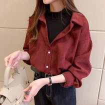 Fake two-piece womens shirts autumn and winter 2020 new design sense niche stitching tops net red retro Hong Kong shirts