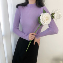 European long-sleeved t-shirt autumn clothes 2020 new semi-high-neck knitted bottoming shirt womens spring and autumn and winter wild