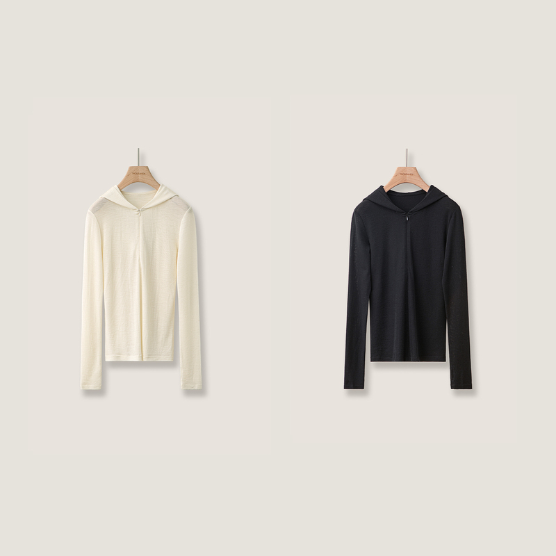 Three Thousand | High-End Washable Silk Fine Wool Fabric Easy to Care For/Ultra-Comfortable Stretchy Slimming Zipper Hoodie Bh2634